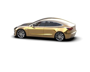 Modern araba beyaz arka planda izole edilmiş. 3d oluşturma