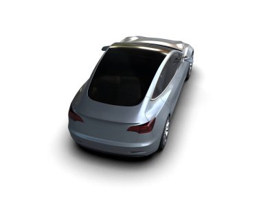 Modern araba beyaz arka planda izole edilmiş. 3d oluşturma