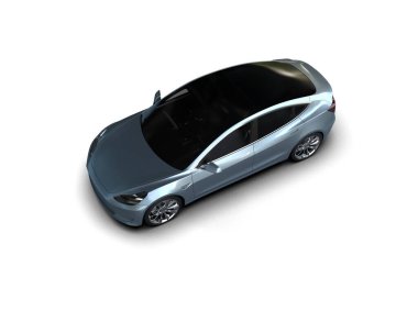 Modern araba beyaz arka planda izole edilmiş. 3d oluşturma