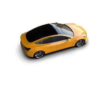 Modern araba beyaz arka planda izole edilmiş. 3d oluşturma