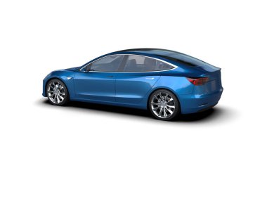 Modern araba beyaz arka planda izole edilmiş. 3d oluşturma