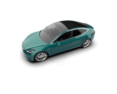 Modern araba beyaz arka planda izole edilmiş. 3d oluşturma