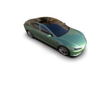 Modern araba beyaz arka planda izole edilmiş. 3d illüstrasyon