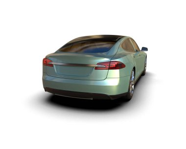 Modern araba beyaz arka planda izole edilmiş. 3d illüstrasyon