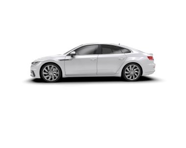 Modern araba arka planda izole edilmiş. 3d görüntüleme - illüstrasyon