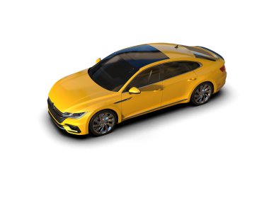 Üç boyutlu illüstrasyon. Modern araba beyaz arkaplanda izole edildi. 