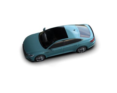 Üç boyutlu illüstrasyon. Modern araba beyaz arkaplanda izole edildi. 