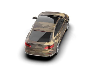 Üç boyutlu illüstrasyon. Modern araba beyaz arkaplanda izole edildi. 