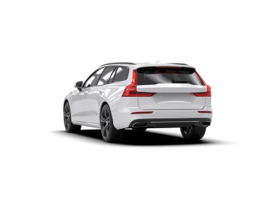 Üç boyutlu illüstrasyon. Modern araba beyaz arkaplanda izole edildi. 