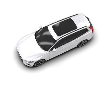 Üç boyutlu illüstrasyon. Modern araba beyaz arkaplanda izole edildi. 