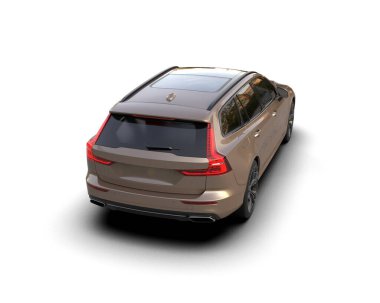 Üç boyutlu illüstrasyon. Modern araba beyaz arkaplanda izole edildi. 