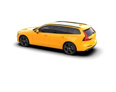 Üç boyutlu illüstrasyon. Modern araba beyaz arkaplanda izole edildi. 