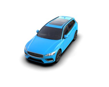 Üç boyutlu illüstrasyon. Modern araba beyaz arkaplanda izole edildi. 