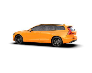 Üç boyutlu illüstrasyon. Modern araba beyaz arkaplanda izole edildi. 