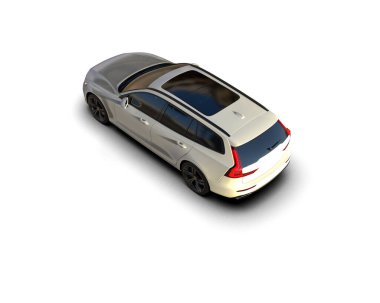 Üç boyutlu illüstrasyon. Modern araba beyaz arkaplanda izole edildi. 