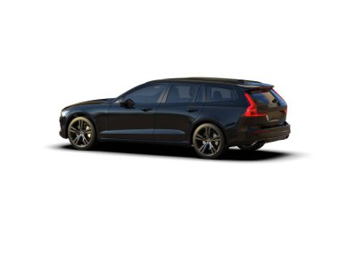 Üç boyutlu illüstrasyon. Modern araba beyaz arkaplanda izole edildi. 