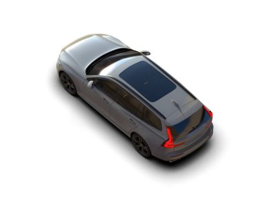 Üç boyutlu illüstrasyon. Modern araba beyaz arkaplanda izole edildi. 