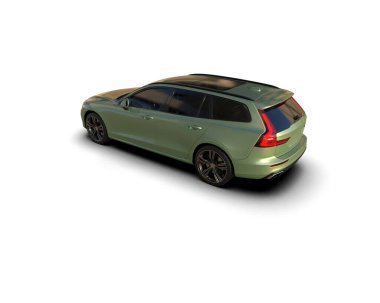 Üç boyutlu illüstrasyon. Modern araba beyaz arkaplanda izole edildi. 