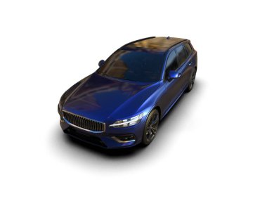 Üç boyutlu illüstrasyon. Modern araba beyaz arkaplanda izole edildi. 