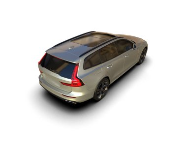 Üç boyutlu illüstrasyon. Modern araba beyaz arkaplanda izole edildi. 