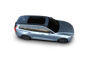 Üç boyutlu illüstrasyon. Modern araba beyaz arkaplanda izole edildi. 