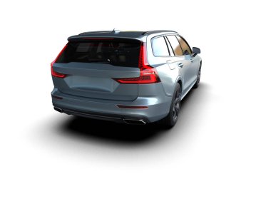 Üç boyutlu illüstrasyon. Modern araba beyaz arkaplanda izole edildi. 