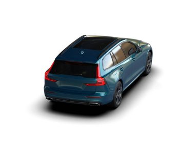 Üç boyutlu illüstrasyon. Modern araba beyaz arkaplanda izole edildi. 