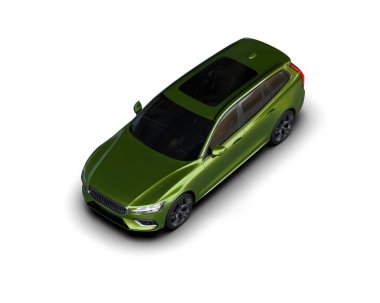 Üç boyutlu illüstrasyon. Modern araba beyaz arkaplanda izole edildi. 