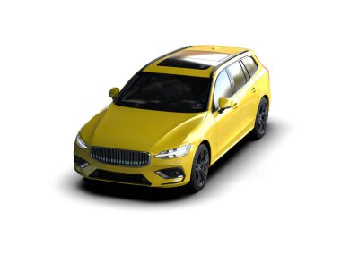 Üç boyutlu illüstrasyon. Modern araba beyaz arkaplanda izole edildi. 