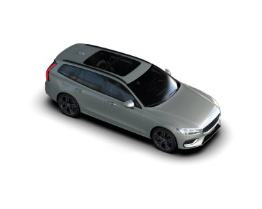 Üç boyutlu illüstrasyon. Modern araba beyaz arkaplanda izole edildi. 