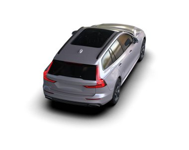 Üç boyutlu illüstrasyon. Modern araba beyaz arkaplanda izole edildi. 