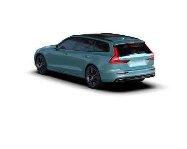 Üç boyutlu illüstrasyon. Modern araba beyaz arkaplanda izole edildi. 