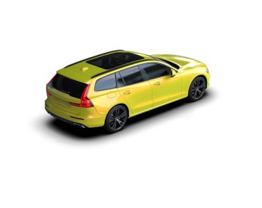 Üç boyutlu illüstrasyon. Modern araba beyaz arkaplanda izole edildi. 