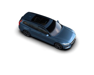 Üç boyutlu illüstrasyon. Modern araba beyaz arkaplanda izole edildi. 