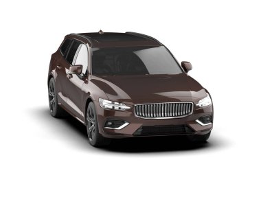 Üç boyutlu illüstrasyon. Modern araba beyaz arkaplanda izole edildi. 