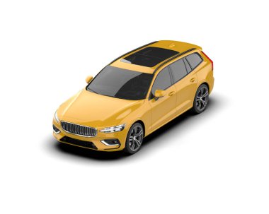 Üç boyutlu illüstrasyon. Modern araba beyaz arkaplanda izole edildi. 