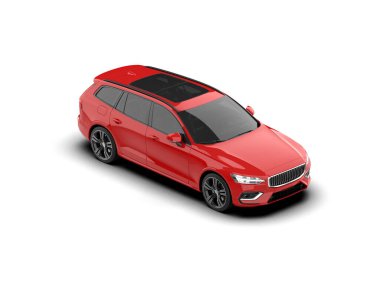 Üç boyutlu illüstrasyon. Modern araba beyaz arkaplanda izole edildi. 