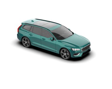 Üç boyutlu illüstrasyon. Modern araba beyaz arkaplanda izole edildi. 