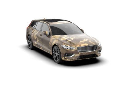 Üç boyutlu illüstrasyon. Modern araba beyaz arkaplanda izole edildi. 