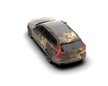 Üç boyutlu illüstrasyon. Modern araba beyaz arkaplanda izole edildi. 