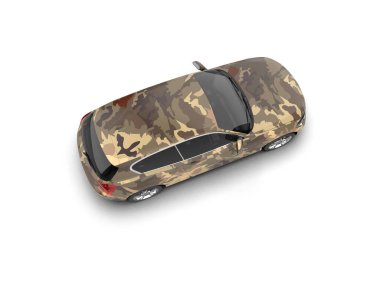 Üç boyutlu illüstrasyon. Modern araba beyaz arkaplanda izole edildi. 