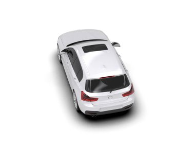 Üç boyutlu illüstrasyon. Modern araba beyaz arkaplanda izole edildi. 