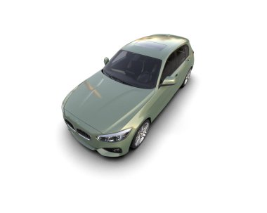 Üç boyutlu illüstrasyon. Modern araba beyaz arkaplanda izole edildi. 