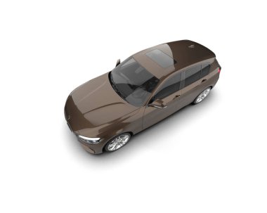 Modern araba beyaz arka planda izole edilmiş. 3d illüstrasyon. 