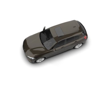 Modern araba beyaz arka planda izole edilmiş. 3d illüstrasyon. 