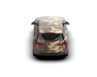 Modern araba beyaz arka planda izole edilmiş. 3d illüstrasyon. 