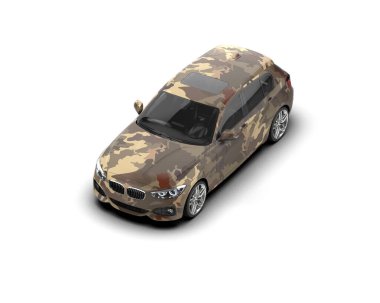 Modern araba beyaz arka planda izole edilmiş. 3d illüstrasyon. 