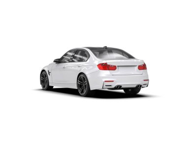 Modern araba beyaz arka planda izole edilmiş. 3d illüstrasyon. 