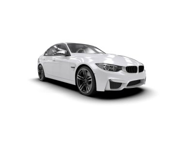 Modern araba beyaz arka planda izole edilmiş. 3d illüstrasyon. 