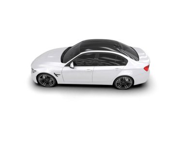 Modern araba beyaz arka planda izole edilmiş. 3d illüstrasyon. 